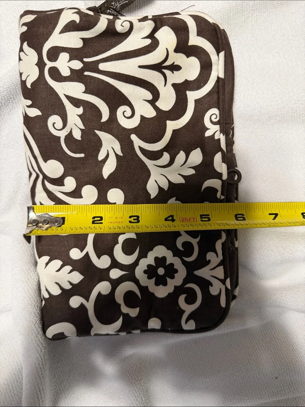 Vera Bradley Brown and Cream Floral Damask Cosmetic Case